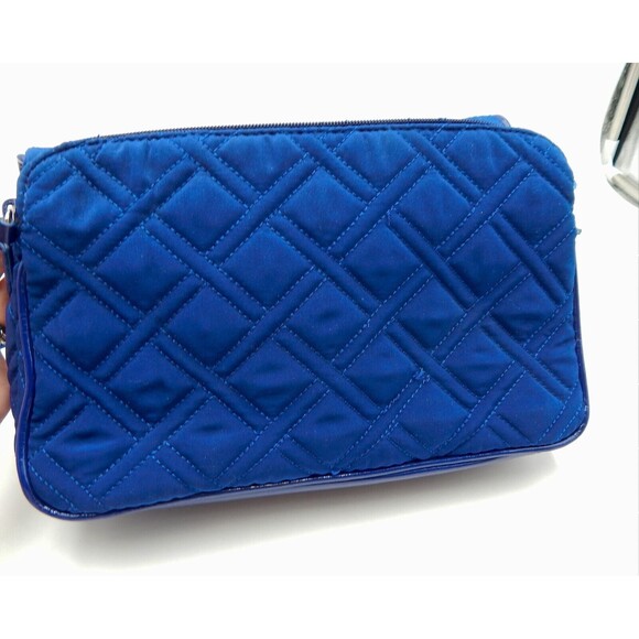 Vera Bradley Navy Quilted Purse Handbag Chain Leather Strap Shoulder Bag - Picture 15 of 16